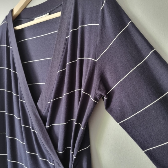 MASAI Navy White Stripe Wrap Top Size Small - Picture 3 of 11